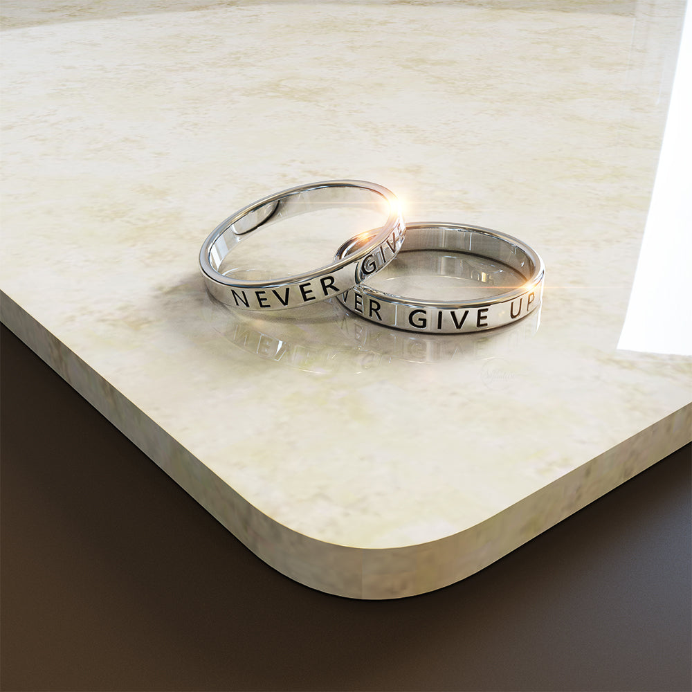 Solid 925 Sterling Silver Never Give Up Ring
