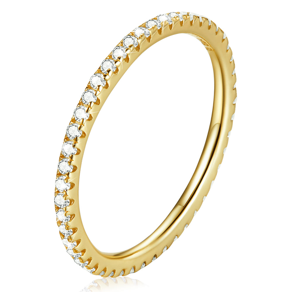 Solid Crystal Rings 925 Signature Silver Crystals Queued Yellow Gold Zirconia Ring