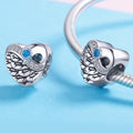 Boxed Solid 925 Sterling Silver Romantic Heart Shaped Sky Blue and Blue Eyed Fox Charms - Brilliant Co