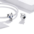 Boxed Solid 925 Sterling Silver Romantic Heart Shaped Sky Blue and Blue Eyed Fox Charms - Brilliant Co