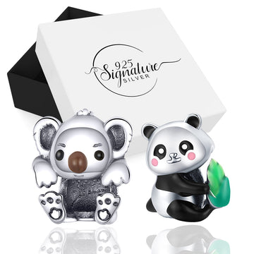 Boxed Solid 925 Sterling Silver Baby Panda and Baby Koala Charms