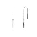 Boxed Solid 925 Sterling Silver Bar & Chain Sterling Silver Dangle Threader Earrings Set - Brilliant Co