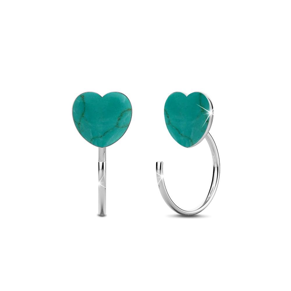 Boxed Solid 925 Sterling Silver Heart Resin Hook Earrings Set