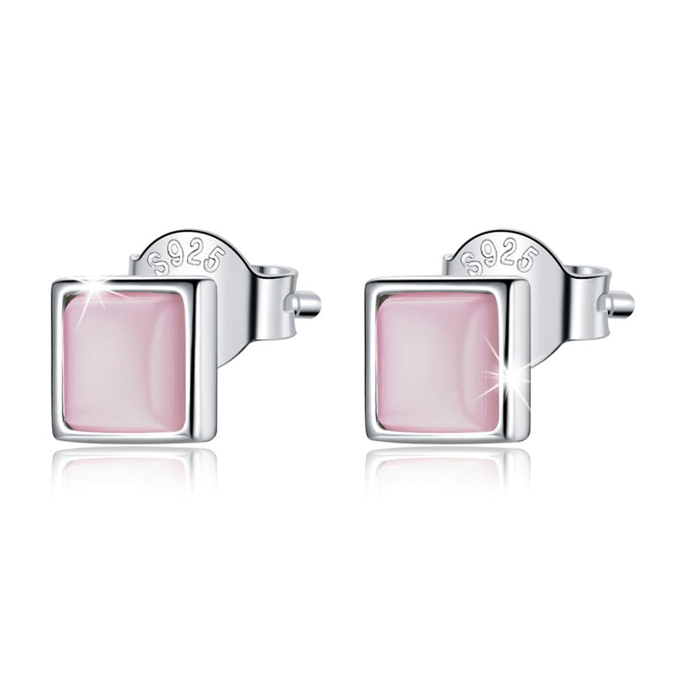Boxed Solid 925 Sterling Silver Whimsical and Earrings Set in Baby Pink