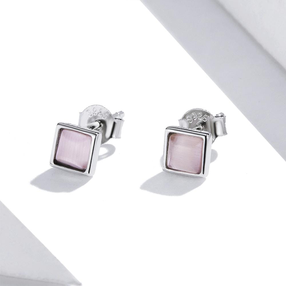 Boxed Solid 925 Sterling Silver Whimsical and Earrings Set in Baby Pink