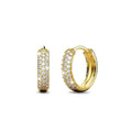 Boxed 3 Pairs Solid 925 Sterling Silver Statuesque Zircon Huggie Earrings Set in Gold - Brilliant Co