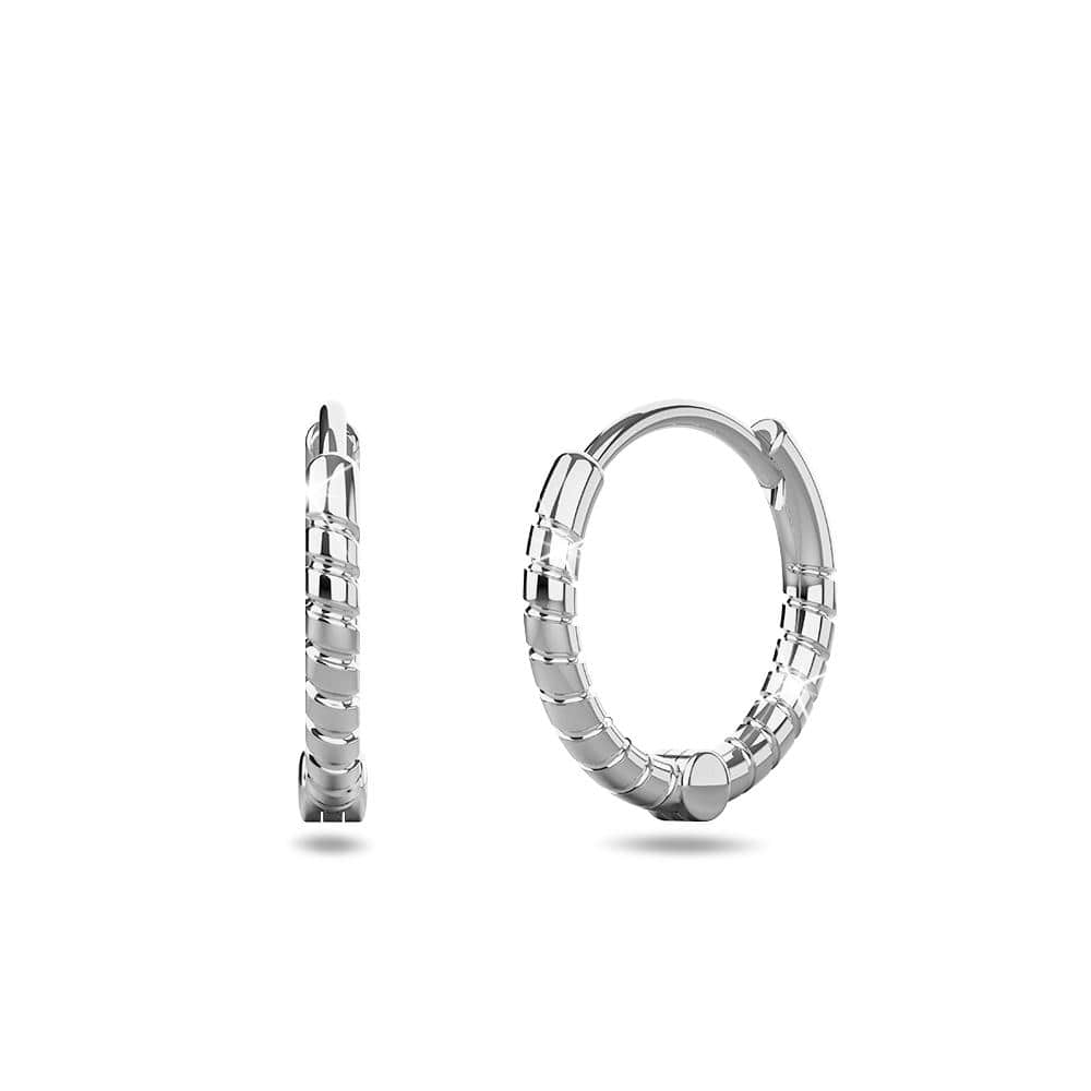 Boxed 2 Pairs Solid 925 Sterling Silver Helical Huggie Earrings Set in Silver - Brilliant Co