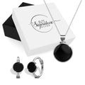Boxed Solid 925 Sterling Silver Opulent Noir Necklace and Earrings Set