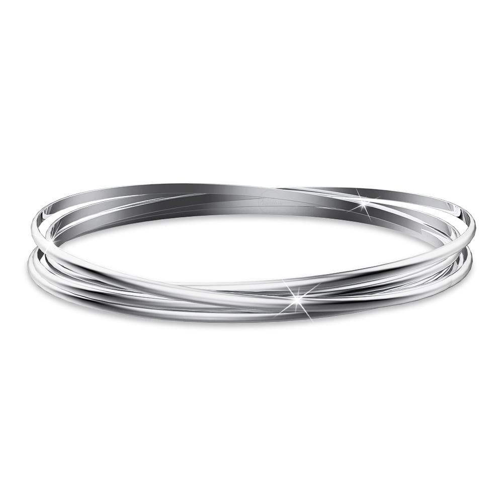 Boxed Solid 925 Sterling Silver Interlocking Bangle and Ring Set