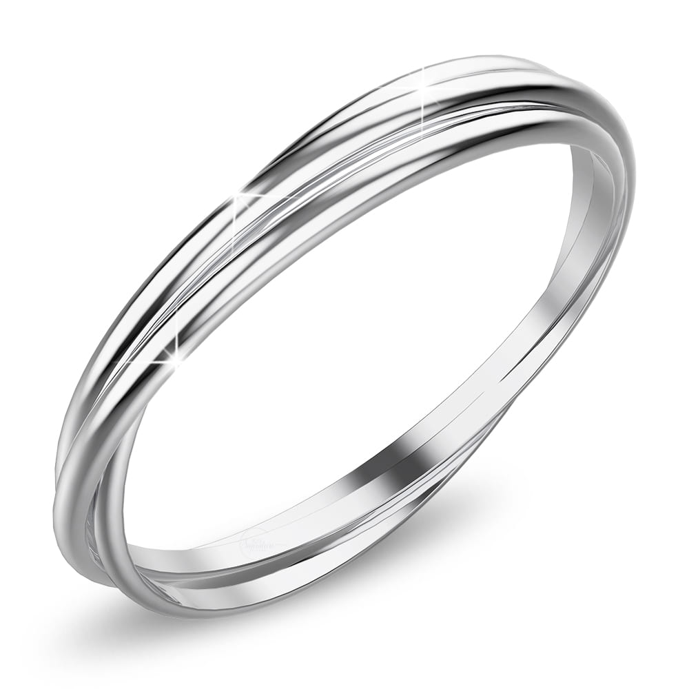 Boxed Solid 925 Sterling Silver Interlocking Bangle and Ring Set