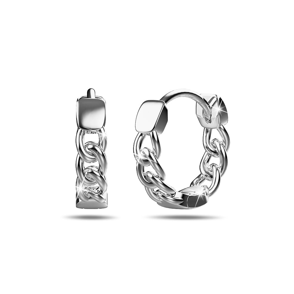 Boxed Solid 925 Sterling Silver Curb Chain Ring and Earrings Set