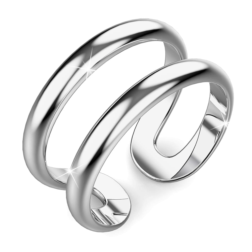 Boxed Solid 925 Sterling Silver Alate Touch 2 Pc Rings Set