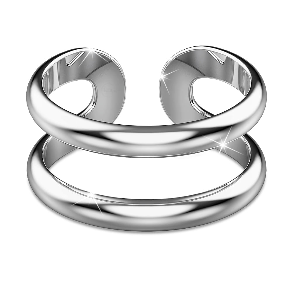 Boxed Solid 925 Sterling Silver Alate Touch 2 Pc Rings Set