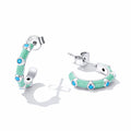 Boxed Solid 925 Sterling Silver Blue Caterpillar Ring & Earrings Set