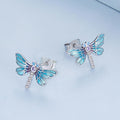 Boxed 925 Sterling Silver Dragonfly at Disco Charm & Earrings Set