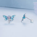 Boxed 925 Sterling Silver Dragonfly at Disco Charm & Earrings Set