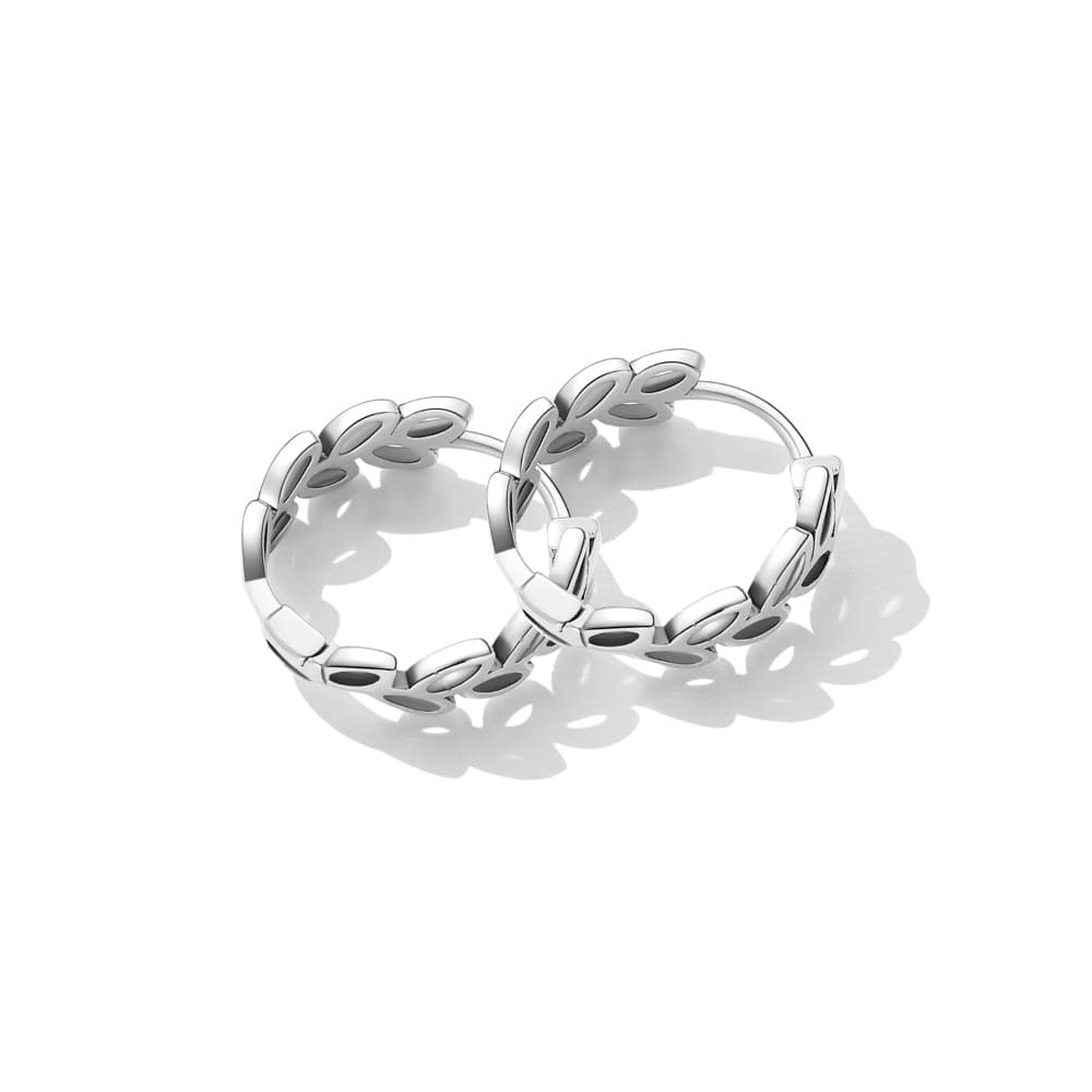 Boxed Solid 925 Signature Silver Entwined Garden Ring & Signature Silver Olive Leaves  Arc Earrings