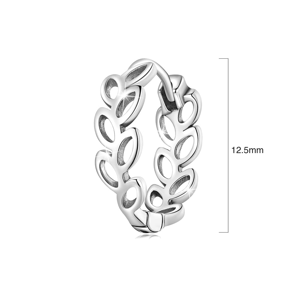 Boxed Solid 925 Signature Silver Entwined Garden Ring & Signature Silver Olive Leaves  Arc Earrings