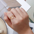 Boxed Solid 925 Signature Silver Wide Golden Heart Ring & Queen Of Hearts Stud Earrings In Gold