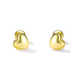 Boxed Solid 925 Signature Silver Wide Golden Heart Ring & Queen Of Hearts Stud Earrings In Gold