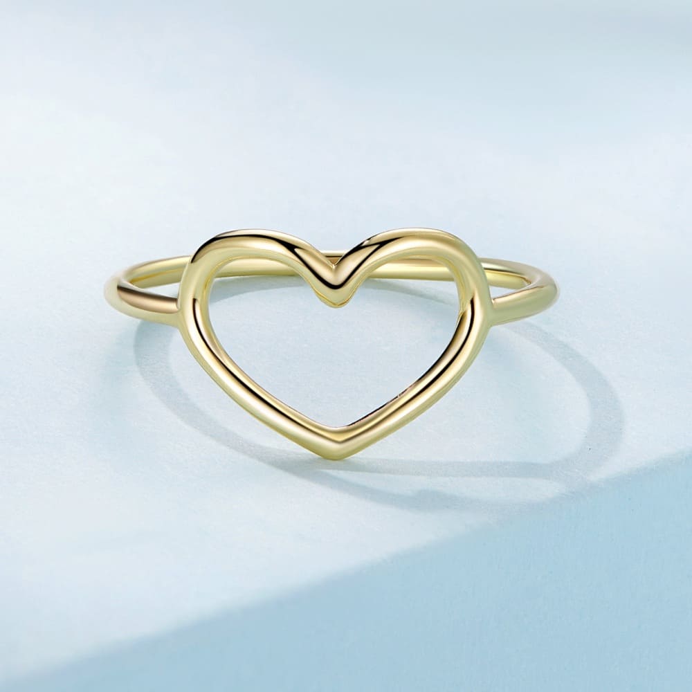 Boxed Solid 925 Signature Silver Wide Golden Heart Ring & Queen Of Hearts Stud Earrings In Gold