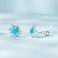 Boxed Solid 925 Signature Silver Bubble Gum & Sunday Sun Ray Stud Earrings