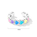 Boxed Solid 925 Signature Silver Love In The Galaxy Charm & Rainbow Heart Open Cut Ear Cuff