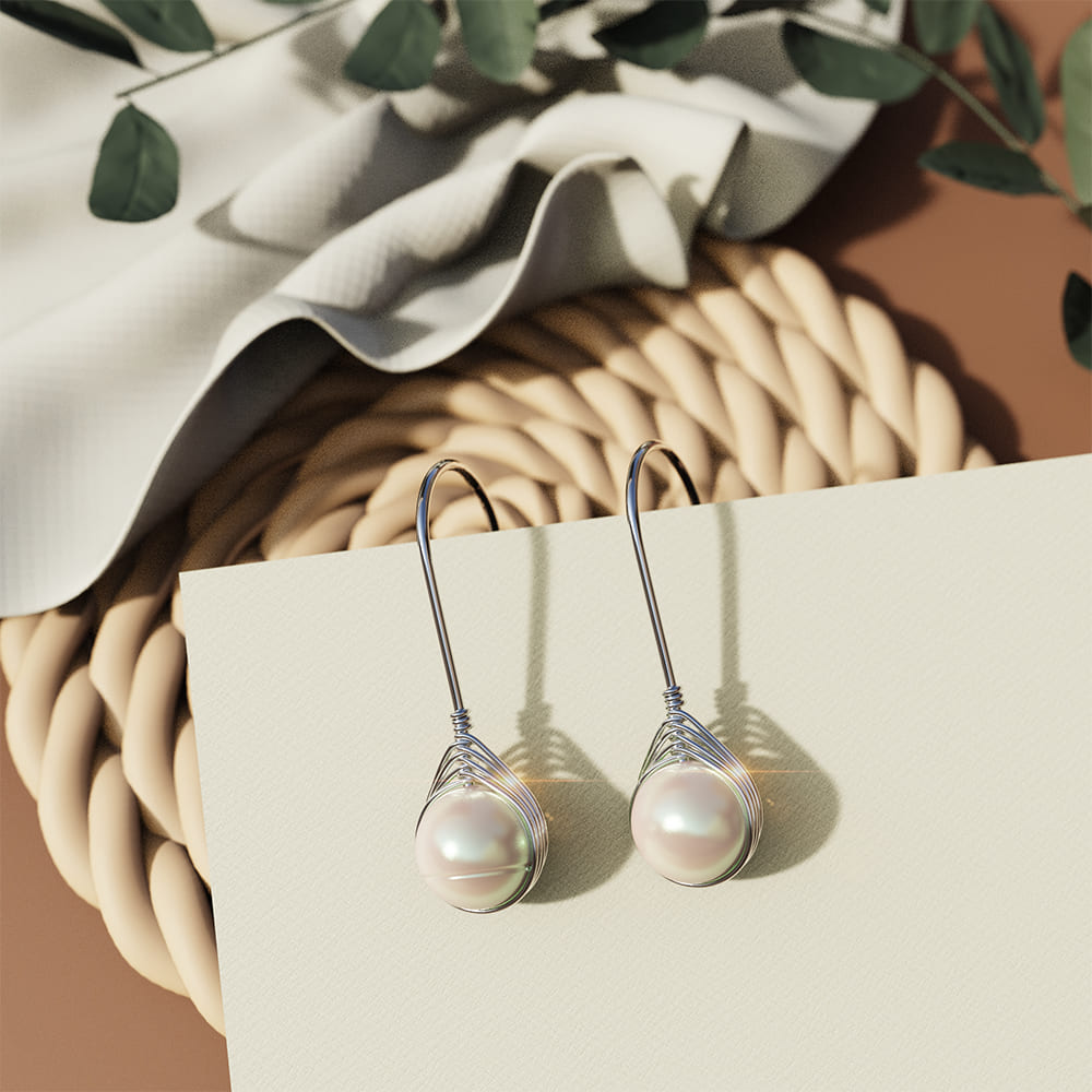 Boxed Solid 925 Signature Silver Pearl Dynasty Hook & Ancestry Pearl Earrings.