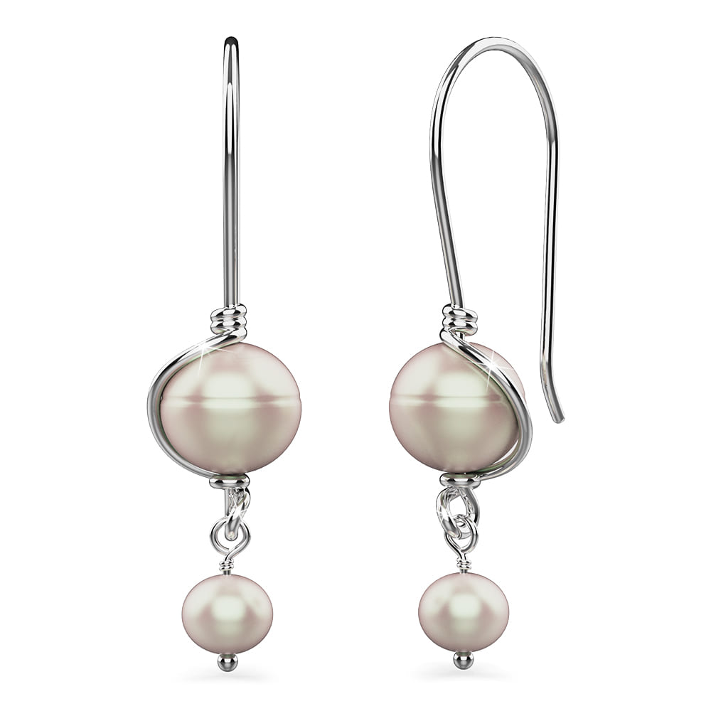 Boxed Solid 925 Signature Silver Pearl Dynasty Hook & Ancestry Pearl Earrings.