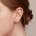Boxed Solid 925 Signature Silver Beloved Circle Huggie Earrings & Rainbow Heart Open Cut Ear Cuff