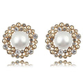 Stud Earrings White Embellished With Swarovski® Crystal Pearls - Brilliant Co