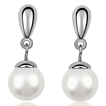 Stud Earrings White Embellished with Swarovski Crystal Pearls