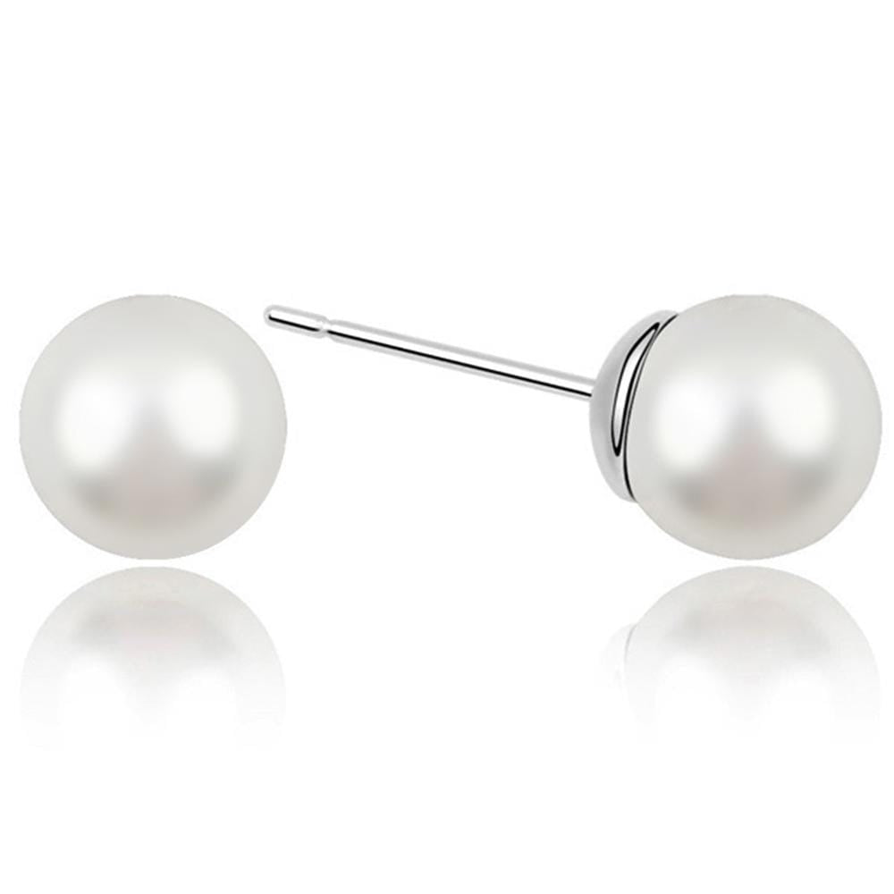 Swarovski® Crystal Pearl Stud Earrings White - Brilliant Co