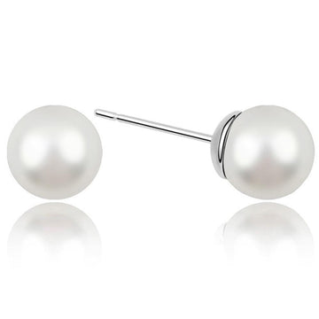 Swarovski® Crystal Pearl Stud Earrings White - Brilliant Co