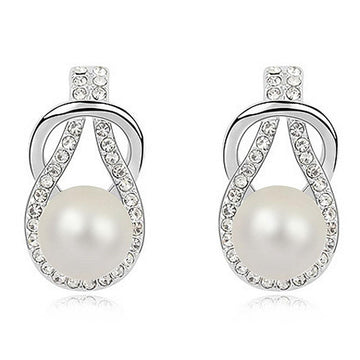 Swarovski® Crystal Pearl Drop Earrings White - Brilliant Co