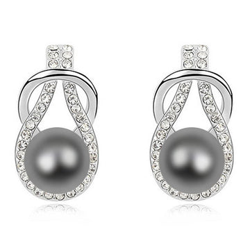 Swarovski® Crystal Pearl Drop Earrings Tahitian - Brilliant Co