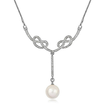 White Necklace Embellished With Swarovski® Crystal Pearls - Brilliant Co