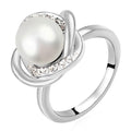 Pearl and Crystal Ring White Embellished with Swarovski crystals