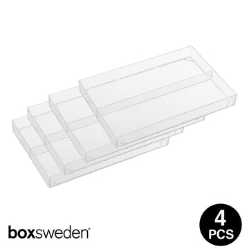 Boxsweden  CRYSTAL MICRO TRAY 2 SECTION/STATIONARY ,CRAFT &COSMETIC ORGANISERS - MEDIUM 4PCS