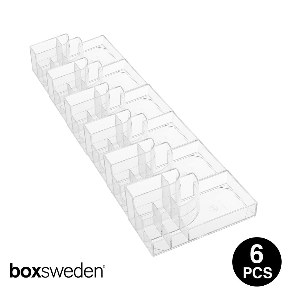Boxsweden  CRYSTAL MICRO STATION 8 SECTION /COSMETIC ACCESSORY AND  STATIONERY  ORGANISER - SMALL 6PCS