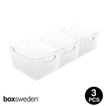 Boxsweden  CRYSTAL STORAGE CONTAINER/FRIDGE /PANTRY ORGANISER - CLEAR 3PCS