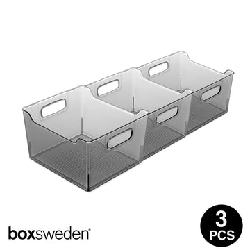 Boxsweden  CRYSTAL STORAGE CONTAINER - GREY 3PCS