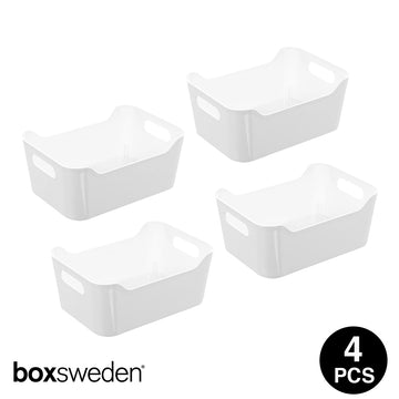 Boxsweden CRYSTAL STORAGE CONTAINER MED /FRIDGE & PANTRY ORGANISER WHITE 4PC PACK