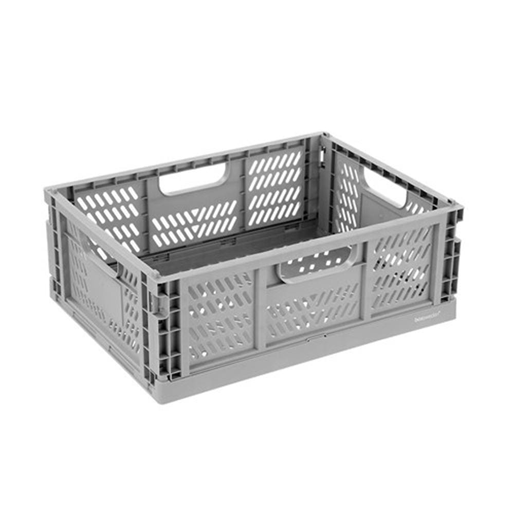 Boxsweden 14L FOLDAWAY STORAGE BASKET-GREY 2PC PACK - Brilliant Co