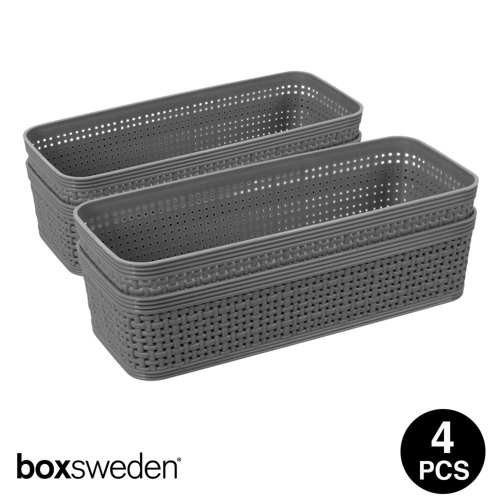 Boxweden IVY WEAVE BASKET 4PC - GREY