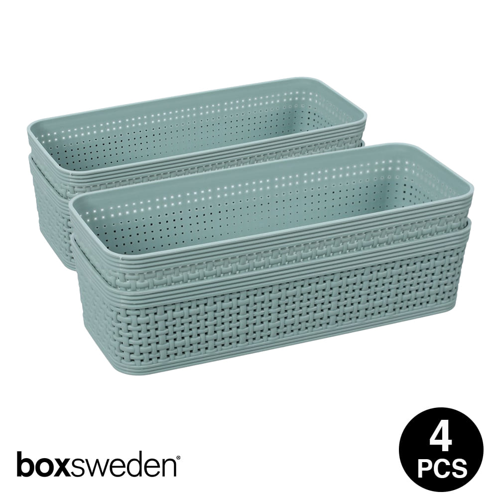 Boxweden IVY WEAVE BASKET 4PC - TEAL