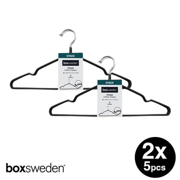 Boxsweden 20x40CM BLACK CLOTHES HANGERS METAL NON SLIP - 10PCS
