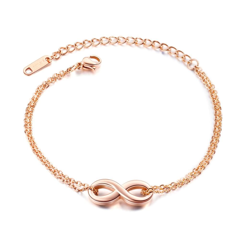 Minimalistic Infinity Double Chain Casual Rose Gold Layered Bracelet