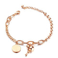 Rheeya Circle Charm Ball Chain Rose Gold Layered Bracelet