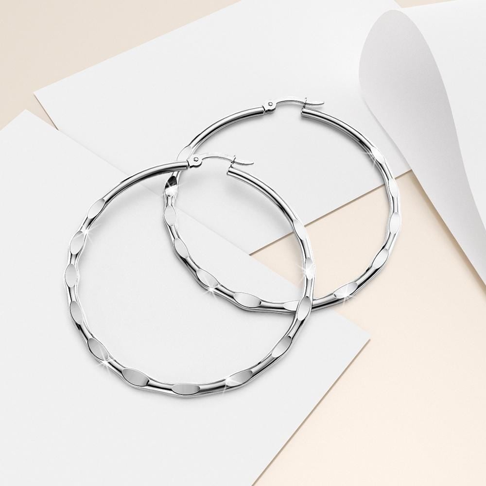 Fem Hammered Hoop Earrings 50mm - Brilliant Co